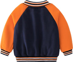 Volunboy Kids Baseball Jacket Varsity Letterman Coat Fall Winter Fleece Bomber Vintage Outerwear