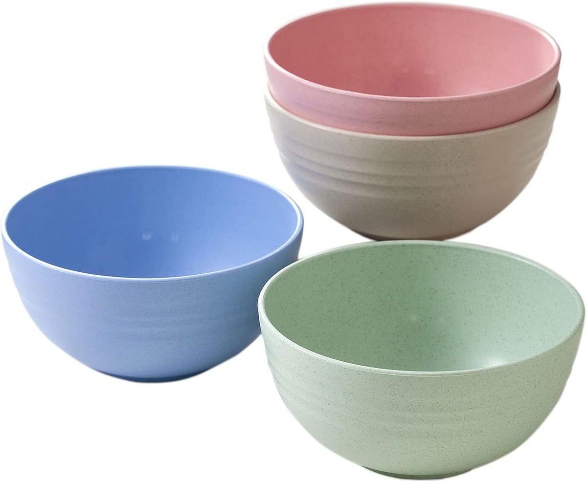 Unbreakable Cereal Bowls - 24 Oz Natural Wheat Straw Bowls For Kitchen, Microwave & Dishwasher Use – Biodegradable bowl, Eco-friendly Tableware Noodle, Rice, Soup Bowls Set of 4