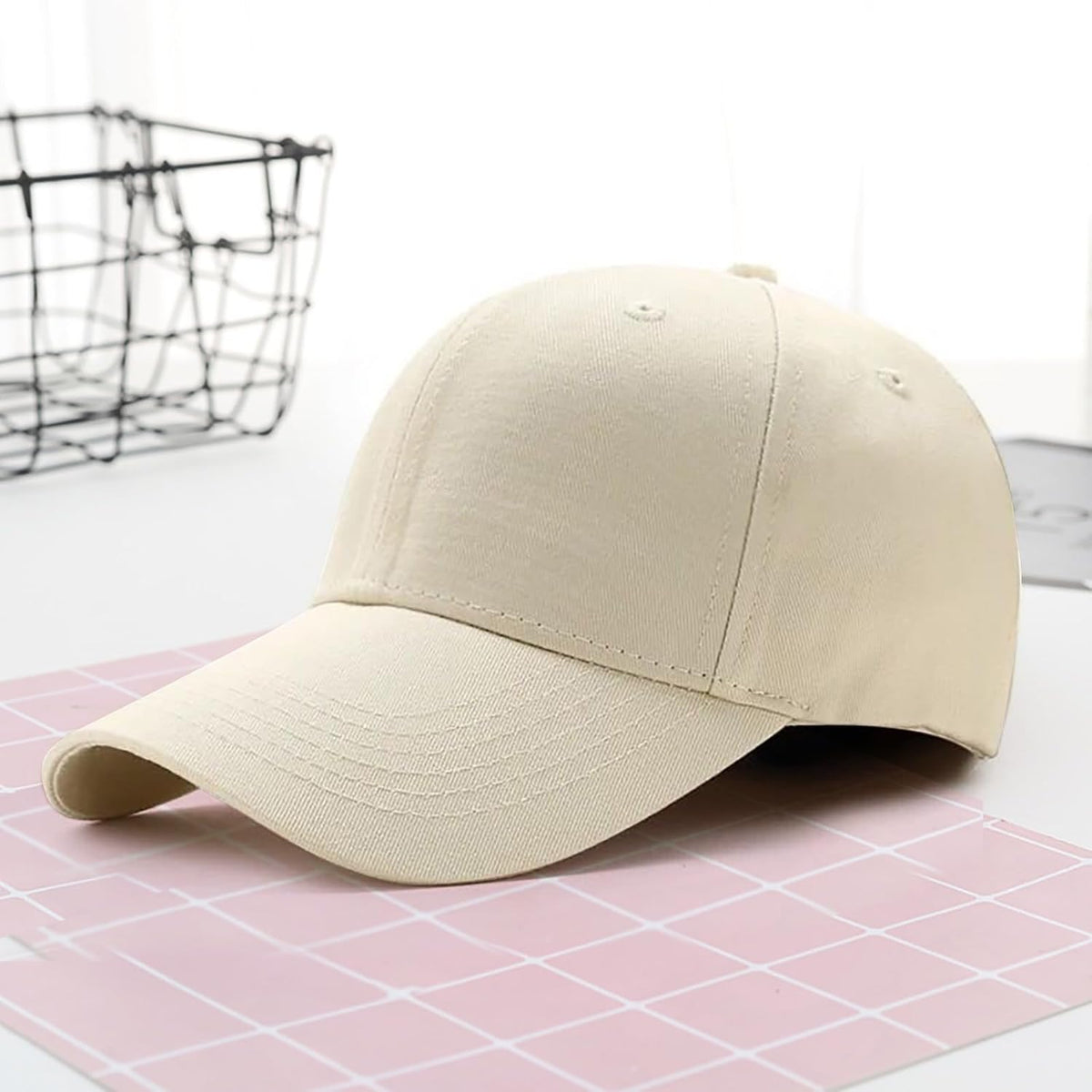 Baseball Casual Summer Summer Outdoors 1PC Color Solid Women's Cap Sports Men's Hat and Baseball Caps (Beige, One Size)