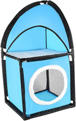 Milisten Double Oxford Fabric Cat Tree with Tunnel Scratching Post and Cozy Bed Indoor Cat Furniture Protecting Sofas and Furniture from Scratches