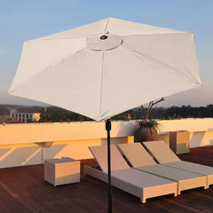 9.8 FT 6 Rib Outdoor Round Patio Umbrella, Market Patio Fade Resistant Umbrella Top Canopy Cover Replacement for Patio Courtyard Outdoor Swimming Pool Lawn(White)