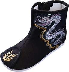 EnJoCho Little Boys Round Toe Boots Cotton Boots for Boys Cloth Shoes Children Embroidered Shoes Boys Hanfu Shoes 2-12Years