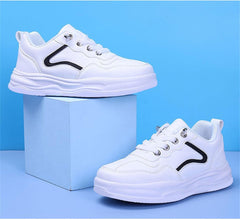 Unisex Boys Girls Shoes Antiskid Flat Tennis Sneakers Little Child Outdoor Lace up Casual White Running Shoes