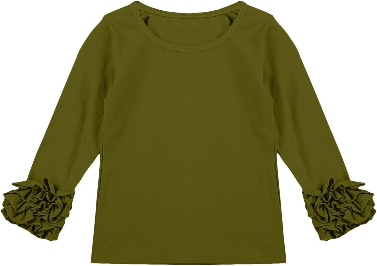 Ruffles Long Sleeve Crewneck T-Shirts for Little Girls Solid Color Basic Blouse Tee Tops Little Boy Spring Jacket