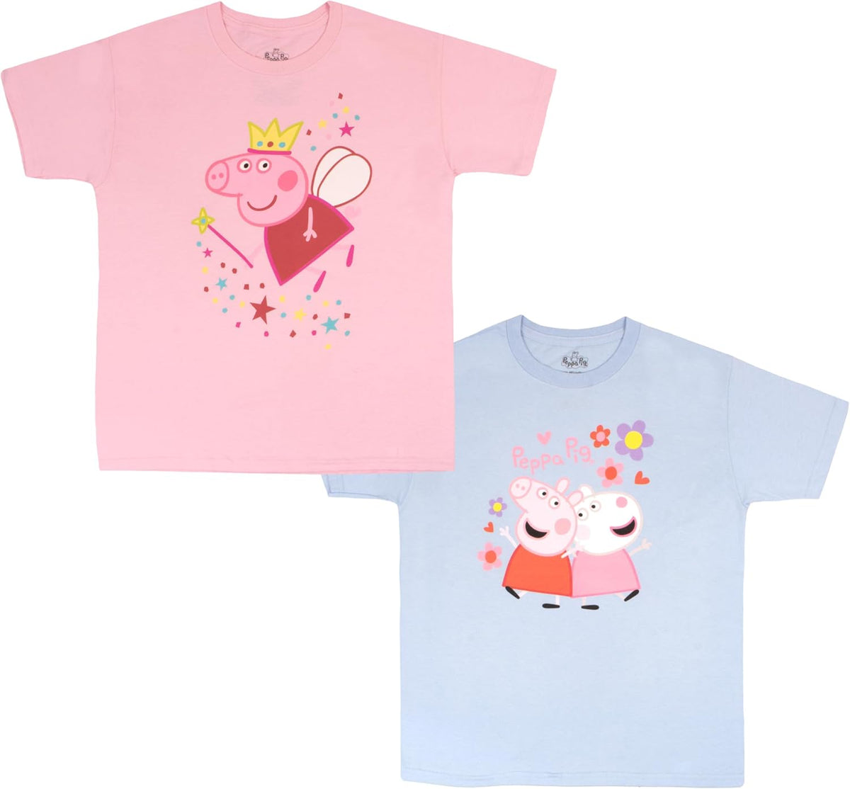 Peppa Pig Girls Graphic Tees Short Sleeve T Shirts Girls Fashion T Shirt 2 Pack Girls Tops Clothing