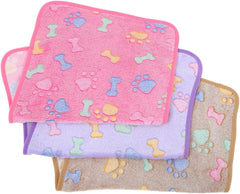 Toyvian 3pcs Soft Pet Blanket Warm Fleece Dog and Cat Blankets Cute Patterns for Small Pets for Puppy and Kitten Beds