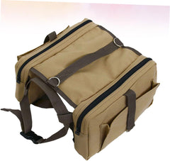 KESYOO Pet Dog Outdoor Saddlebag Adjustable Backpack for Hiking Camping Durable with Pockets for Snacks Essentials Khaki