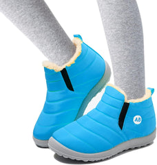 Boys Girls Kids Snow Boots Warm 𝐅𝐮𝐫 Lined Slip On Winter Splashing Shoes Lightweight Comfy Outdoor Booties