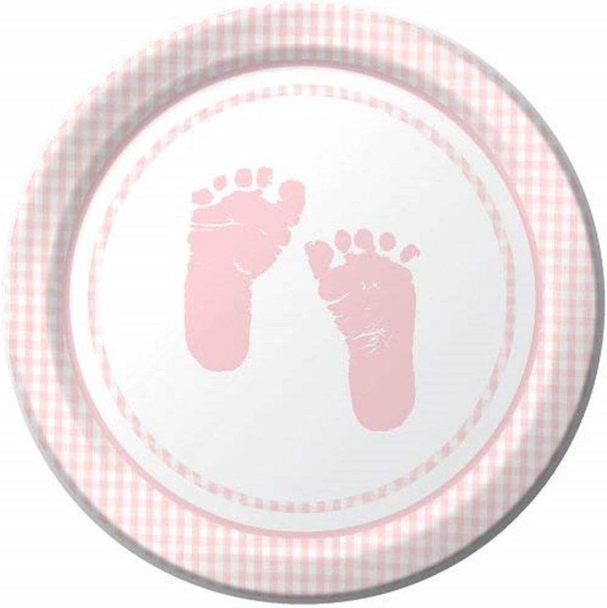 pfp 16 count Pink Baby Footprints 7 inch Paper Lunch Plates baby shower birthday