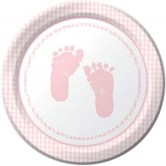 pfp 16 count Pink Baby Footprints 7 inch Paper Lunch Plates baby shower birthday