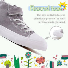 LUMUBBY Kid Shoes for Boys Girls Toddler Little Kid Canvas Mid Top Sneakers Classic Adjustable Strap Lace up Shoes for Kids Breathable Lightweight