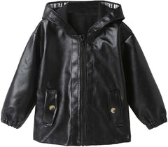 Boy's Faux Leather Jacket Windproof Warm Winter Coat Kids Outerwear Water-proof PU Motorcycle Jacket
