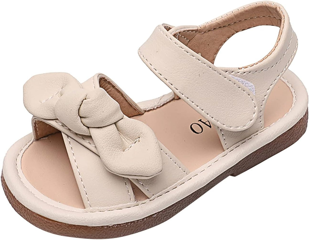 White Sandals for Girls Sandals Prewalker Shoes Beach Toddler Children Girls Baby Bowknot Summer Girl's Shoes (White, 12 Little Kid)