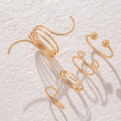 Wave Geometric Open Ring Set Minimalist Stackable Jewelry Accessories