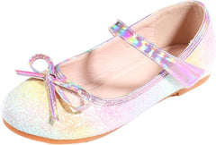 Girls Mary Jane Shoes Flat Princess Shoes Bowknot Pearl Children Soft Sole Leather Shoes Wedding Party Dress Shoes (Pink, 2 Big Kids)