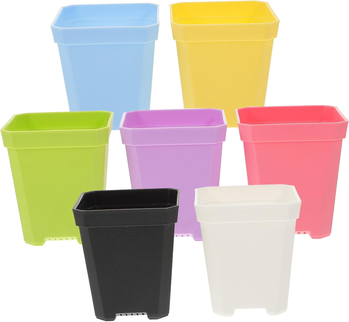 7pcs Plastic Indoor Flower Pot Planter Pots Bonsai Herb for Home Office Decoration Random Style