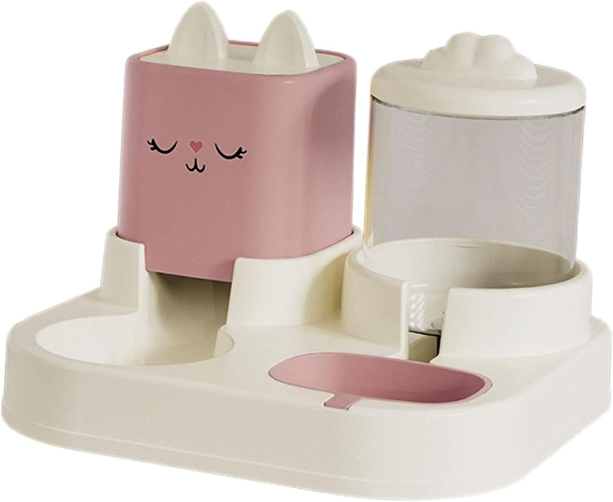 Automatic Feeder Waterer Food Feeder 2 in 1 Detachable with Water Bowl Pet Water Food Bowl for Kitchens Indoor Outdoor Kitten