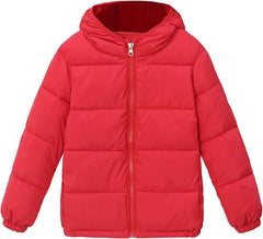 Kids Coat Size 10 Toddler Kids Boys Girls Winter Warm Jacket Outerwear Solid Coats Hooded Down Fill (Red, 7-8 Years)