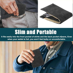 Mens Wallet, Front Pocket Bifold Wallet, Credit Card Holder, Minimalist, Front Pocket, Small Thin, Travel Wallet for Men-(BLACK)