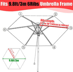 Umbrella Canopy 2/3/2.7 m 6 Ribs Parasol Replacement Canopy Cover,Umbrella Replacement Top,parasol cover for Outdoor Patio Garden Pool,multicolor
