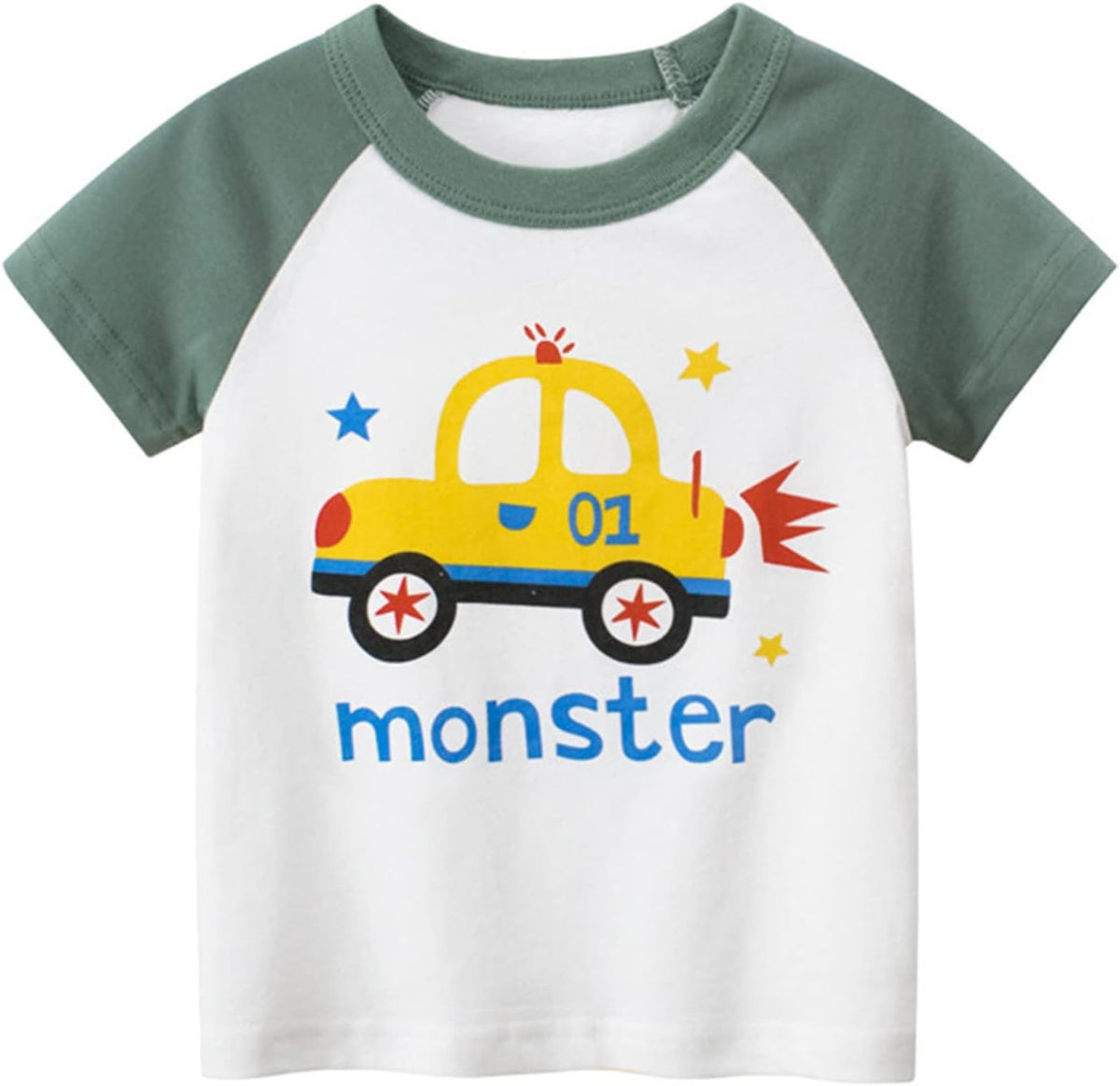 Toddler Kids Baby Boys Girls Cars Print Short Sleeve Crewneck T Shirts Tops Tee Clothes for Fashion Summer Tee