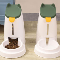 XISAOK Cat Water Feeder Cat Feeding Watering Feeder Cat Water Dispenser Cat Automatic Feeder and Water Cat Feeder