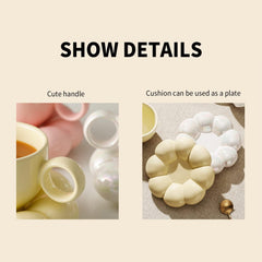 7OZ Porcelain Ceramic Coffee Mug, Coffee Mug for Office and Home, Flower Cup and Saucer Porcelain Coffee Mug, Dishwasher and Microwave Safe, White, Dishware Safe