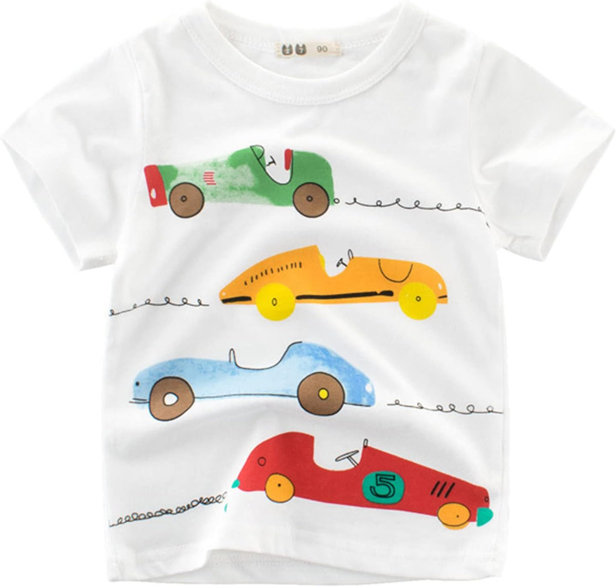 Toddler Kids Baby Boys Girls Cars Short Sleeve Crewneck T Shirts Tops Tee Clothes for Comfortable Summer Tops