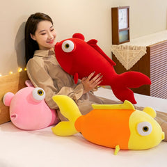 Yellow Goldfish Stuffed Animal Soft Cute Fish Plush Pillow Toy for Kids,27.5inch