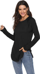 Newchoice Women's Casual Batwing Long Sleeve T Shirt Round Neck Basic Loose Tunic Tops