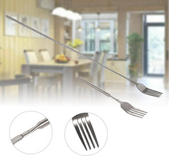 Stainless Steel Dinner Fork,Telescopic Fork, Long Fork, Fork with Extendable Handle,BBQ Telescopic Extendable Dinner Fruit Dessert Long Handle Fork Stainless Steel Cutlery