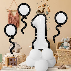 27Pcs Happy 1st Birthday Decorations White 1 Balloons,1st Year Old Party Supplies, Foil Helium Mylar Agate Star Heart Shaped Balloons Hot 2nd Birthday Balloon for Princess Girl 1 Birthday Baby Shower