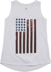Citystreet Girls Red White & Blue Sequin American Flag Tank Top Patriotic 4 July Shirt