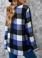 Dokotoo Womens Basic Casual V Neck Plaid Print Cuffed Long Sleeve Work Tops Blouses Shirts S-3XL