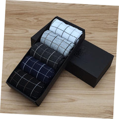 GALPADA 5pairs Men's Cotton Anti-skid Socks Thick Warm Crew Socks for Winter Autumn Breathable Grid Design Comfortable Fit