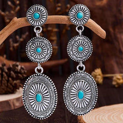 Turquoise Square Stone Dangle Earrings for Women Plated Hook Drop Earrings Trendy Jewelry for Casual Formal Wear