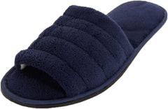 Easy USA Men's Plush Terry Open Toe Slippers