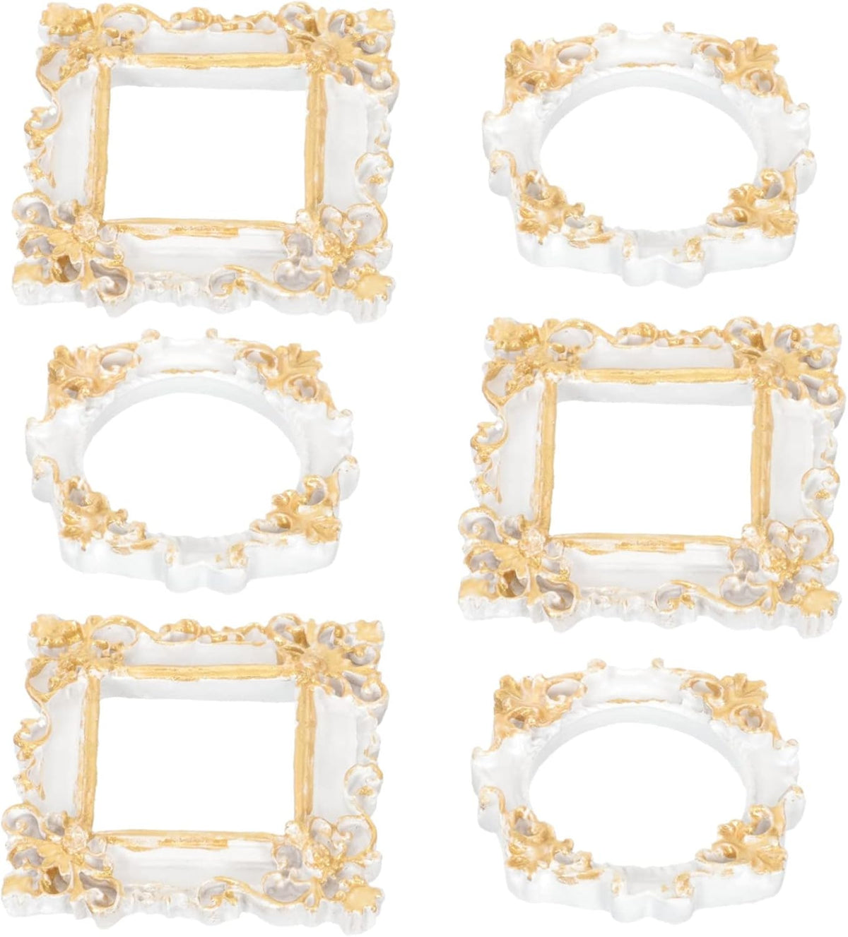 Garneck 6Pcs Mini Retro Resin Picture Frames Vintage Style Decorative Photo Frames for DIY Crafts for Mini Houses and Delicate Photos Display