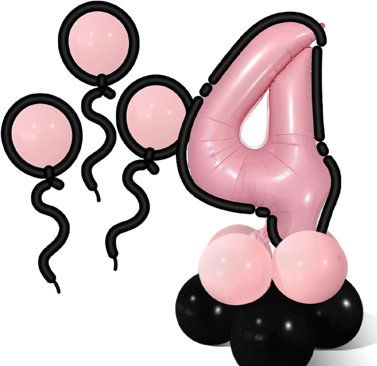 27Pcs Happy 4th Birthday Decorations Pink 4 Balloons,4th Year Old Party Supplies, Foil Helium Mylar Agate Star Heart Shaped Balloons Hot 4th Birthday Balloon for Princess Girl 4 Birthday Baby Shower