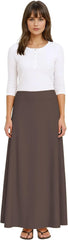 Baby'O Women's Stretch Cotton Knit Panel Maxi A-Line Skirt