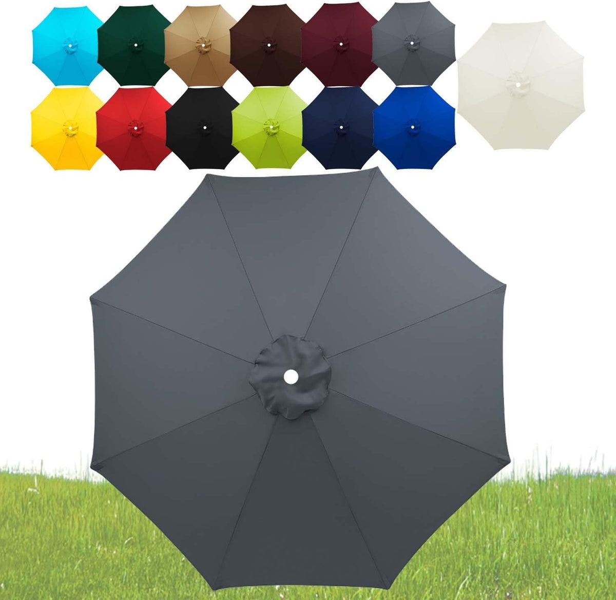 Generic 2m 2.30m Market Patio Umbrella Canopy With 6 Ribs 8 Ribs Outdoor Cantilever Umbrella Replacement Top Cover Water Resistant Umbrella Cloth 30+UV Protective