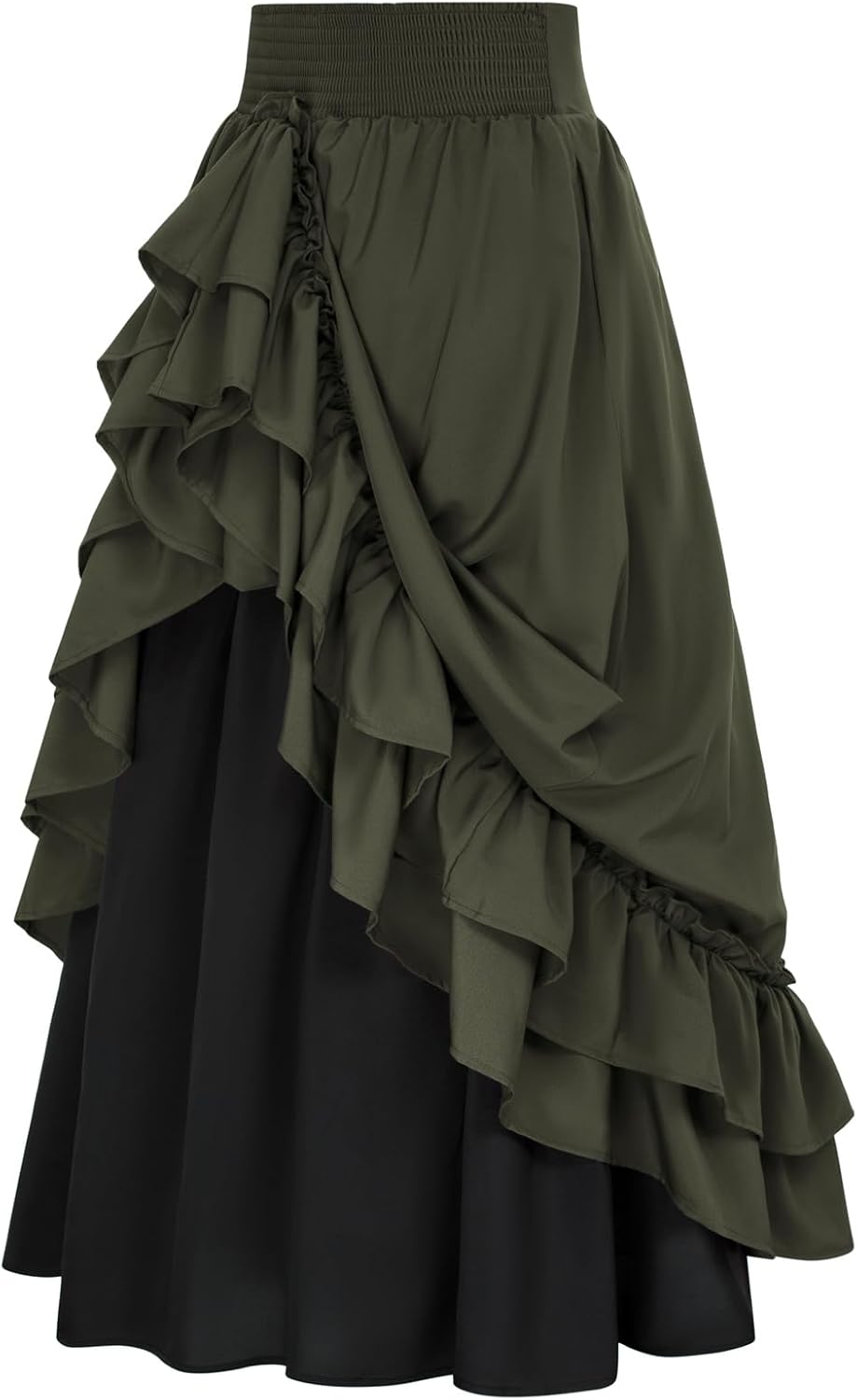 Scarlet Darkness Victorian Maxi Skirt for Women Renaissance Long Double-Layer Ruffle Skirt