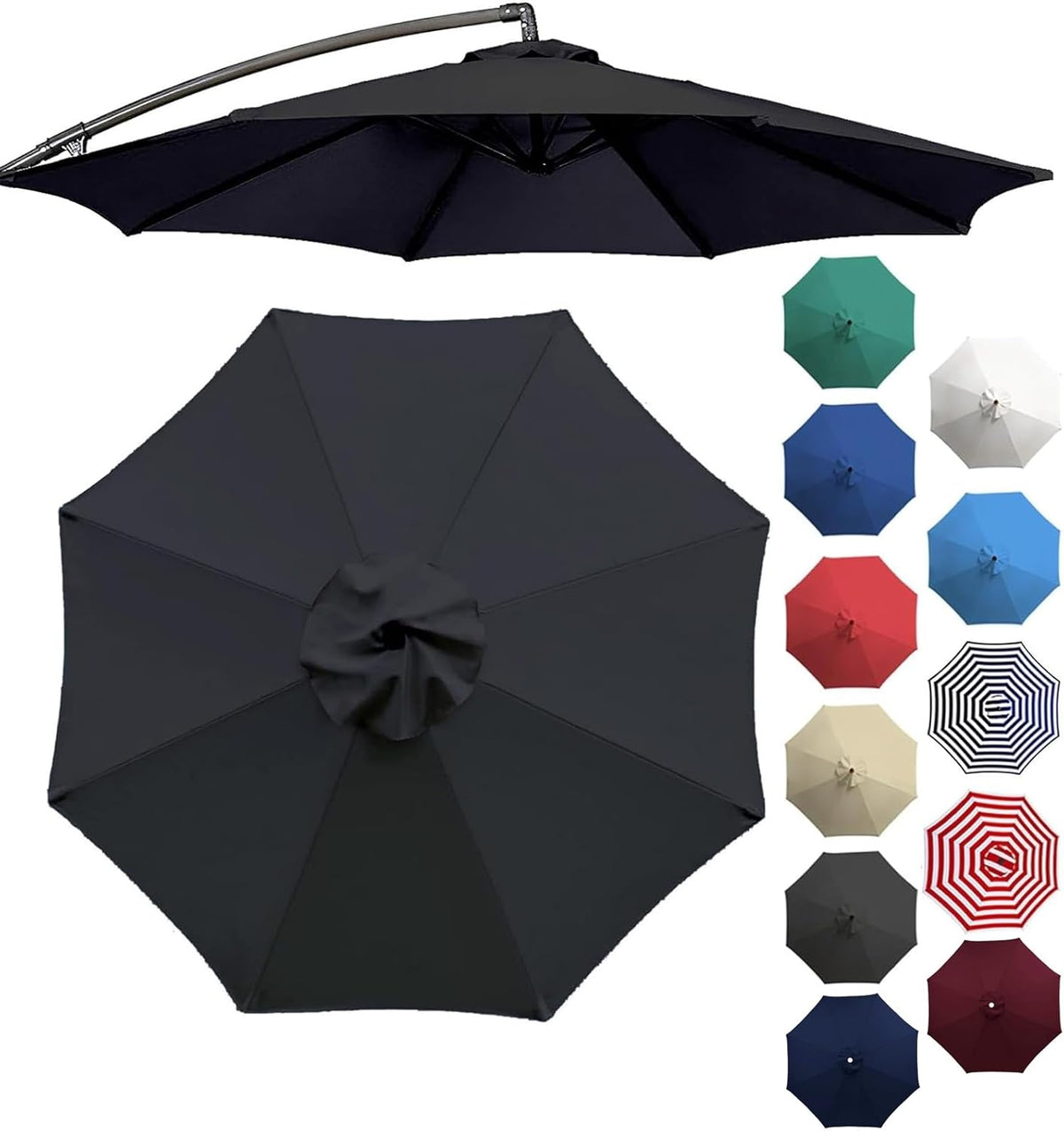 Replacement Parasol Canopy, Patio Replacement Canopy, Outdoor Replacement Parasol Cover Surface Polyester Fit 6/8 Ribs Offset Hanging Umbrella