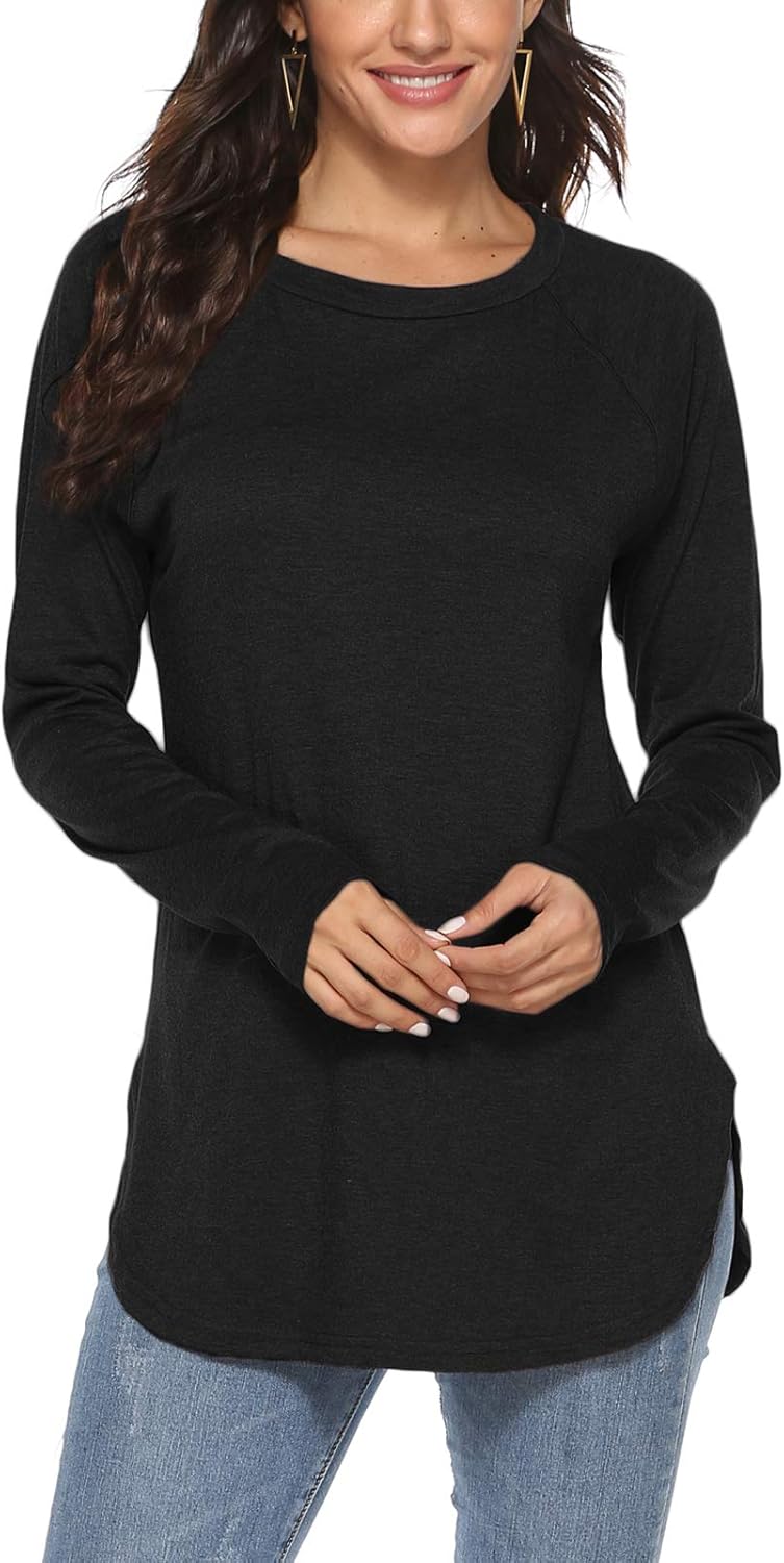 Newchoice Women's Casual Batwing Long Sleeve T Shirt Round Neck Basic Loose Tunic Tops