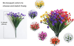 12Pcs Artificial Flowers Outdoor Decorations,Greenery Shrubs Plants Artificial Plastic Flowers UV Resistant No Fade Fake Flowers Indoor Outside Hanging Plants Home Garden Porch Decor colour mix