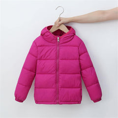 sfdgfhyf Toddler Kids Boys Girls Winter Warm Jacket Outerwear Solid Coats Hooded Down Fill Outwear Youth Fleece Jacket