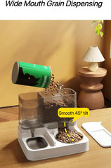 Automatic Cat Feeder and Water Dispenser, Cat Bowl Dog Bowl Gravity Feeder and Drinking Dispenser Wet and Dry for Cats and Small Dogs, Can Manage a week's Worth of Food and Drink Without Worries