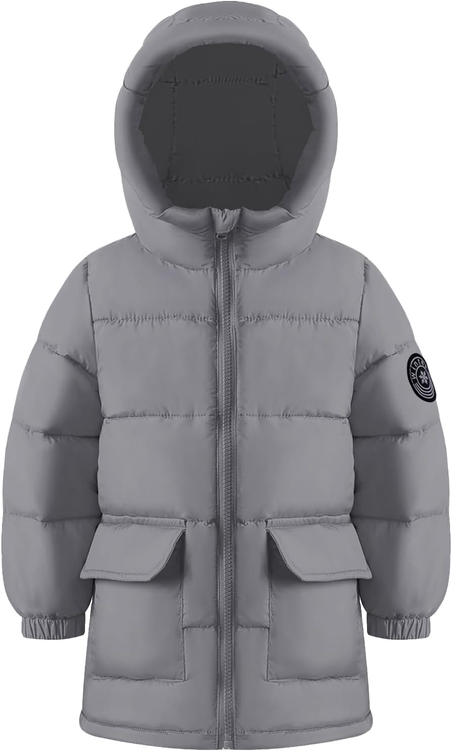 HILEELANG Kids Boy Girl Puffer Jacket Coat Hood Mid Length Light Weight Warm Insulated Padded Winter Outwear