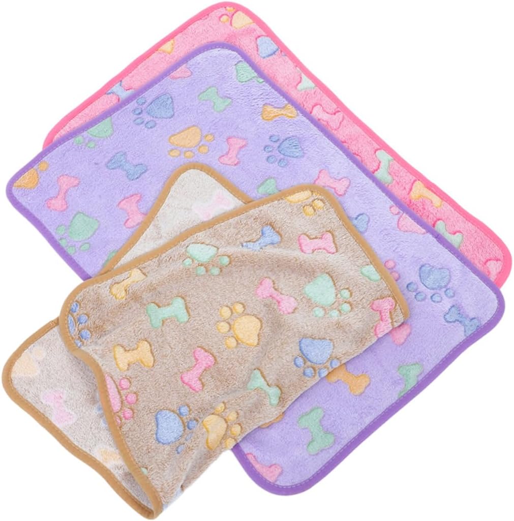 YARNOW Washable 3-Piece PET Blanket Set Soft Fleece Dog and Cat Blankets for Snug Comfort Cute Cartoon Design for Small Dogs and Cats for Bed and Couch