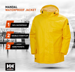 Helly-Hansen Workwear Mandal Waterproof Jacket for Men - Adjustable Hood, PVC-Coated Protective Windbreaker & Rain Coat
